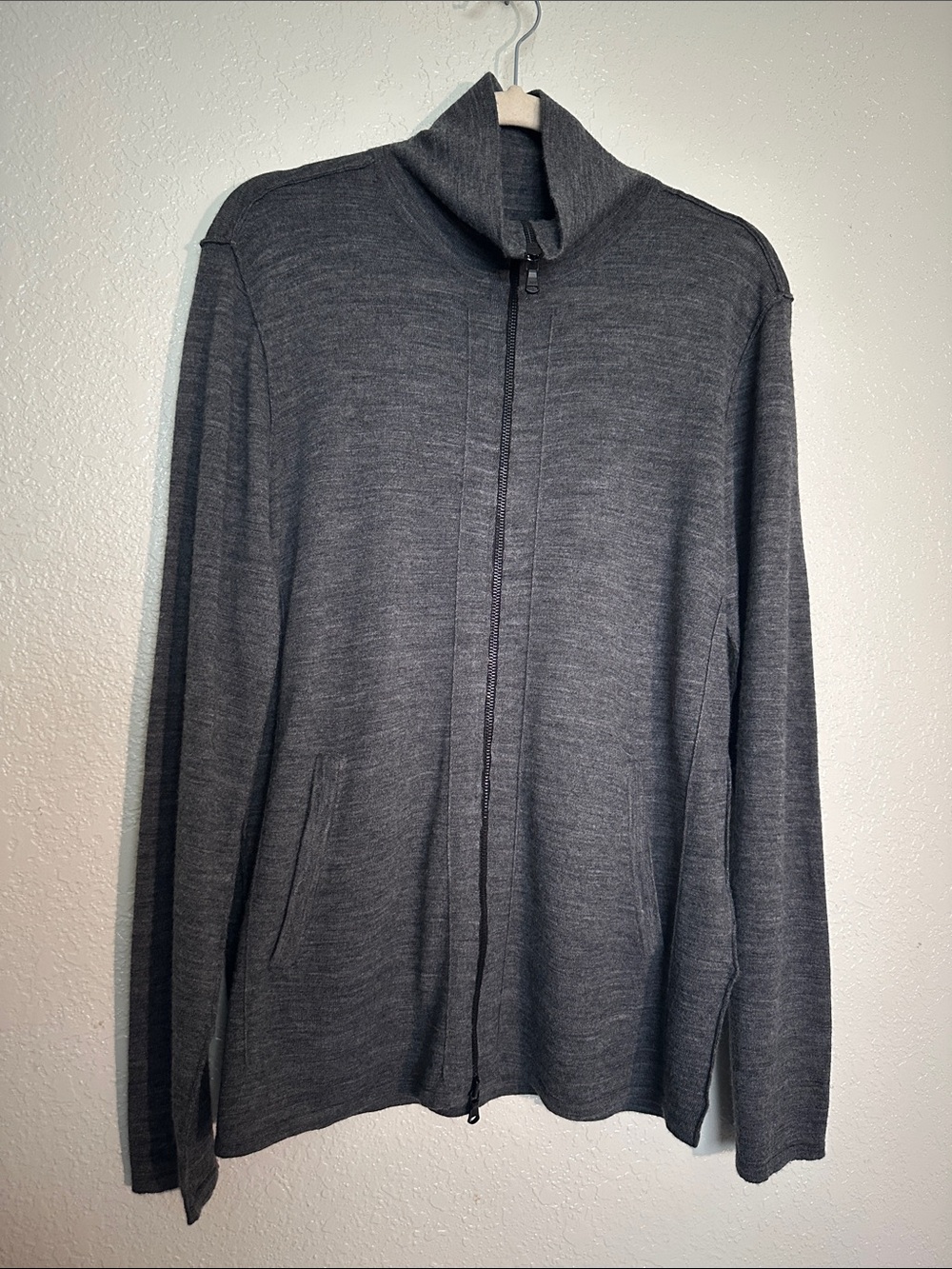John Varvatos Grey Full-Zip Knit Jacket